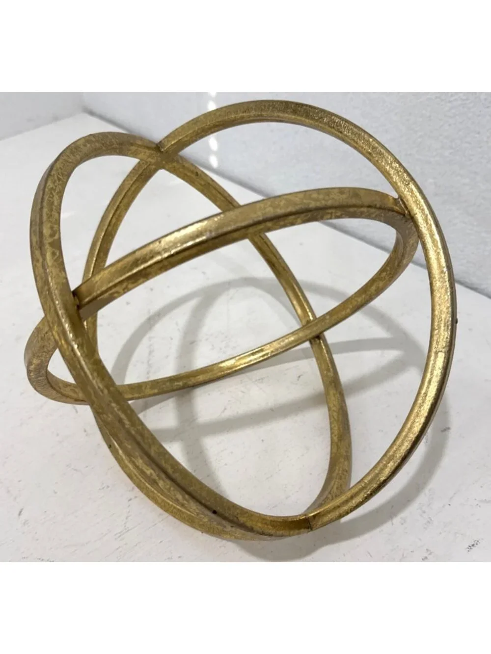 Gold Metal Sphere Orbs Sculpture Home Decor Large  8”